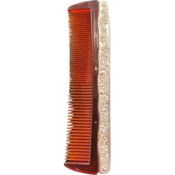 Antique Silver Plated Vanity Set With Brush Mirror & Comb - Picture 3 of 8